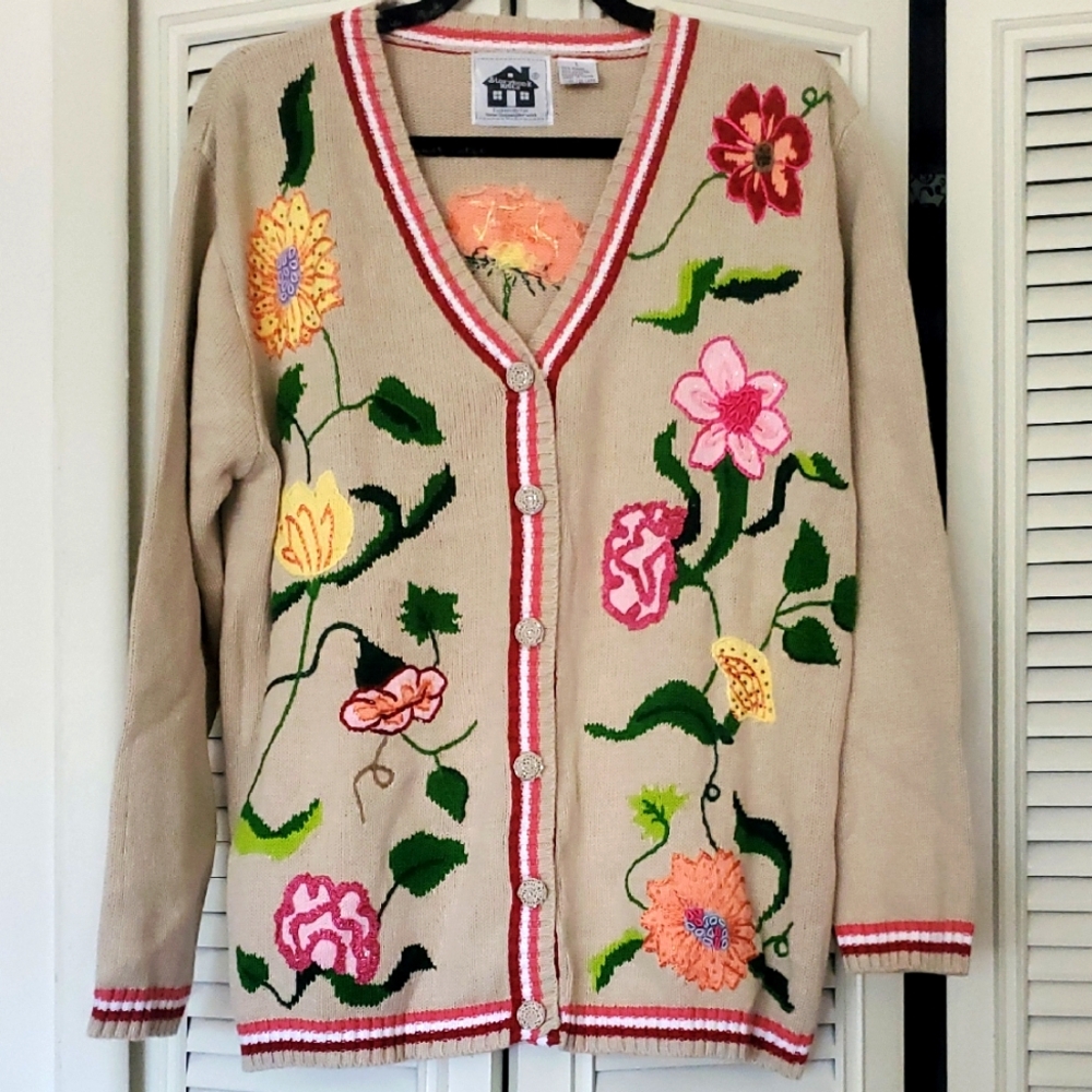 Like New! Storybook Knits Sequined Flowers 2pc Sweater Set